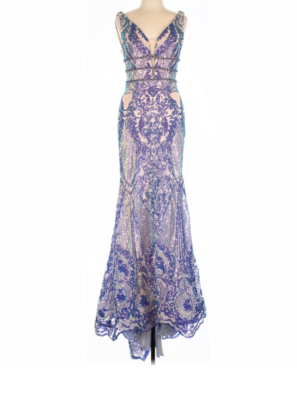 Ava Presley Beaded Prom Dress Iridescent Gown Size 12 Pageant Evening Formal